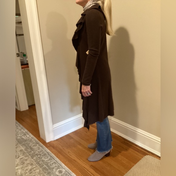 WHITE+WARREN RUFFLED CASHMERE LONG SWEATER DUSTER - Picture 12 of 13